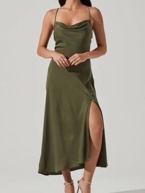 ASTR the Label Gaia Midi Sage Green Slip Dress Small NWT